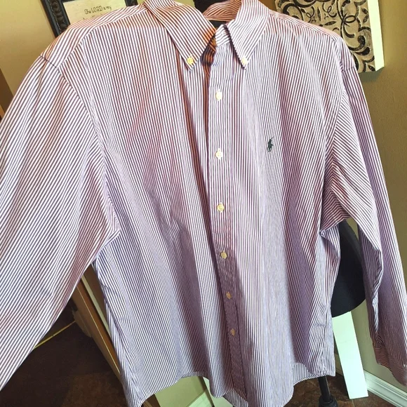 Blue Label Ralph Lauren Office Button Down Shirt in Purple and White XL - Picture 4 of 16